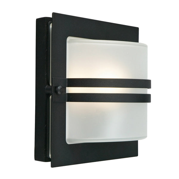 Bern Wall Lantern in Black with Frosted Glass