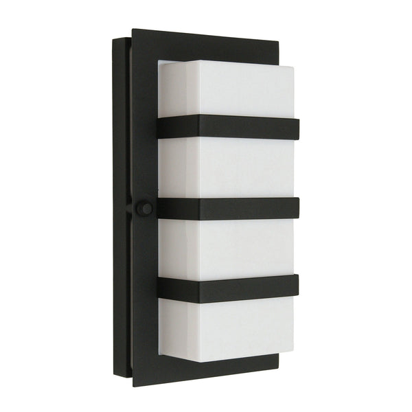 Boden IP54 Wall Light in Black with Opal Glass
