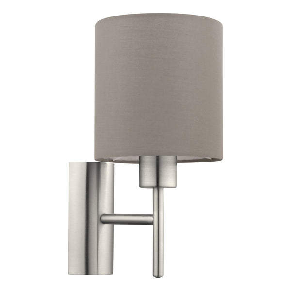 Pasteri Wall Light in Matt Nickel with a Taupe Shade