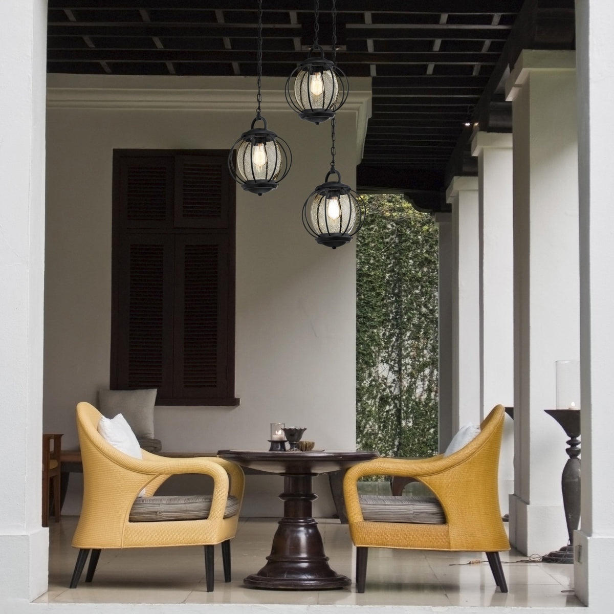 Vandalia 3 Light Single Large Chain Lantern in Black