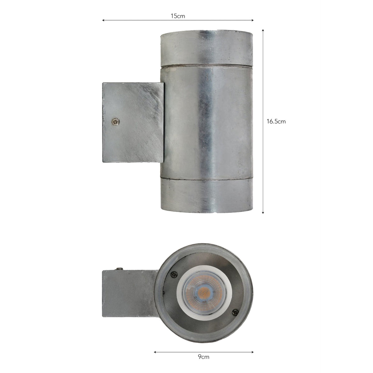 St Ives Wide Galvanised Steel Up and Down Light