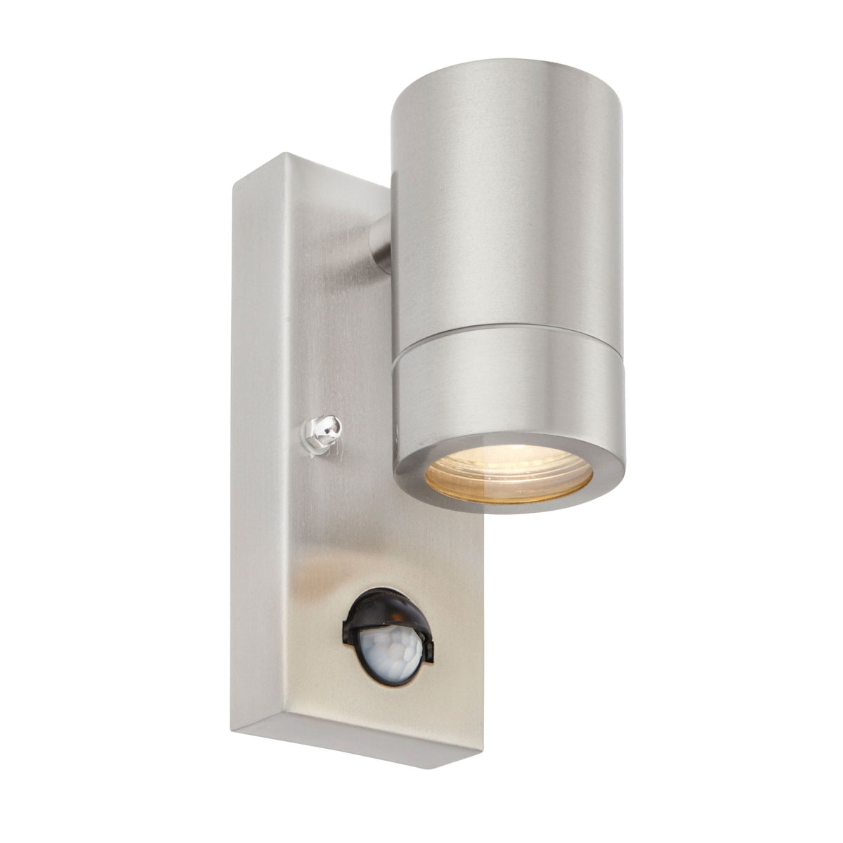 Palin PIR Down Wall Light IP44 in Brushed Stainless Steel