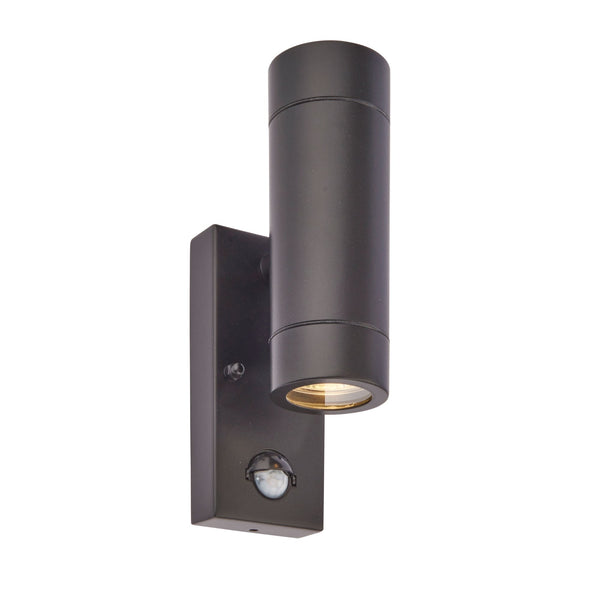 Palin PIR Up & Down Wall Light IP44 in Black