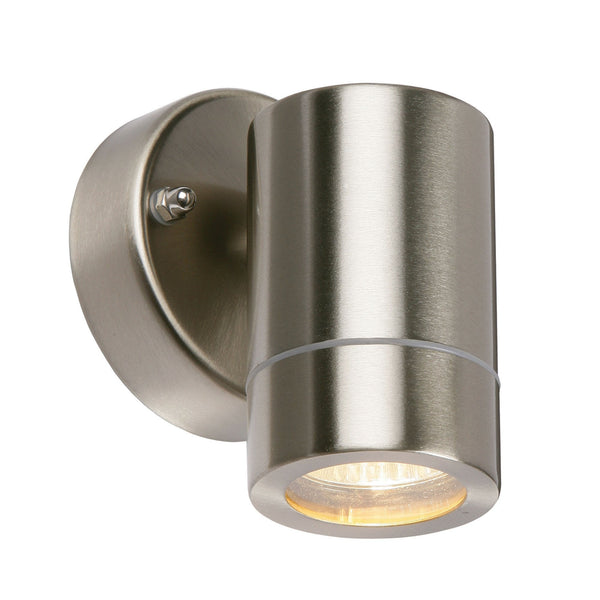 Palin Single IP44 Down Wall Light in Brushed Stainless Steel