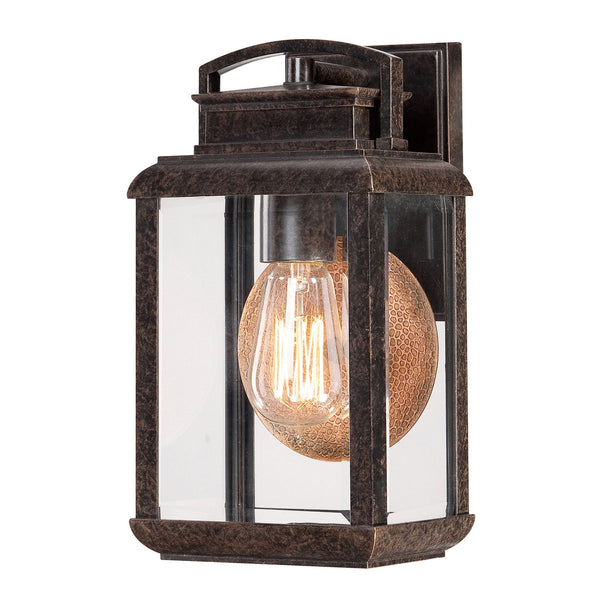 Byron Single Small Wall Lantern in Imperial Bronze with Copper Reflector