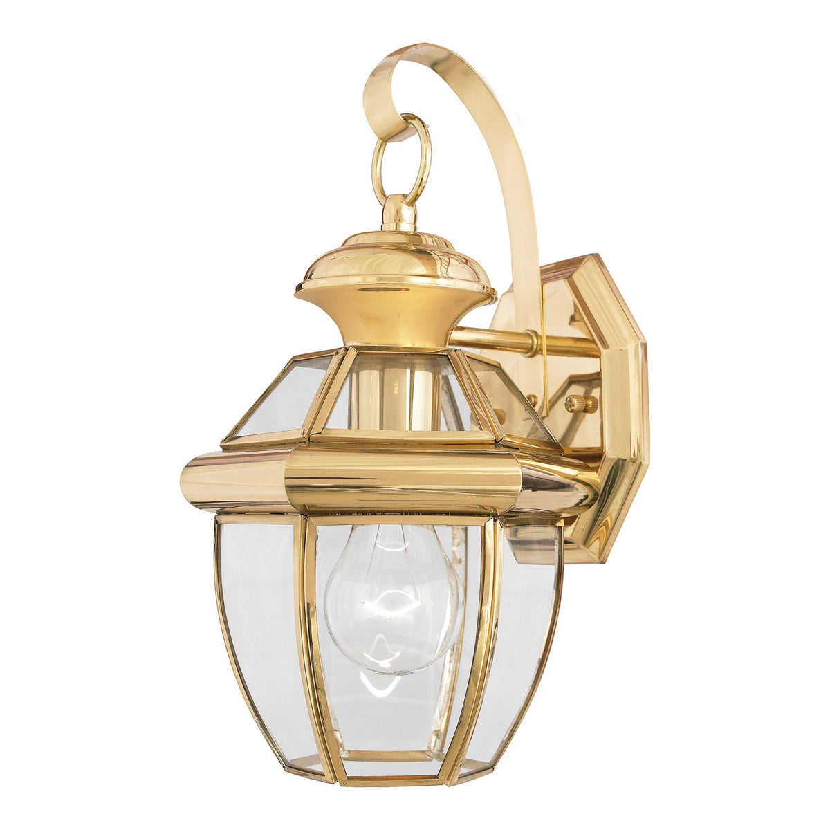 Newbury 1 Light Small Outdoor Wall Lantern in Polished Brass