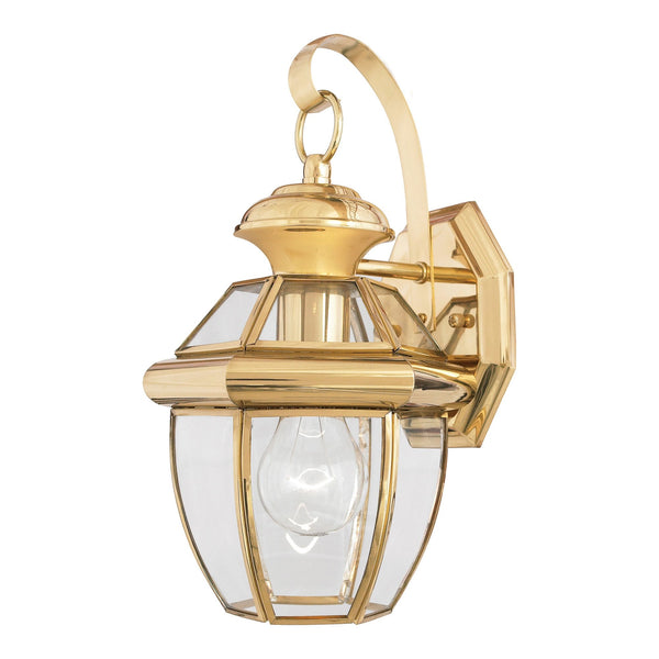 Newbury 1 Light Small Outdoor Wall Lantern in Polished Brass