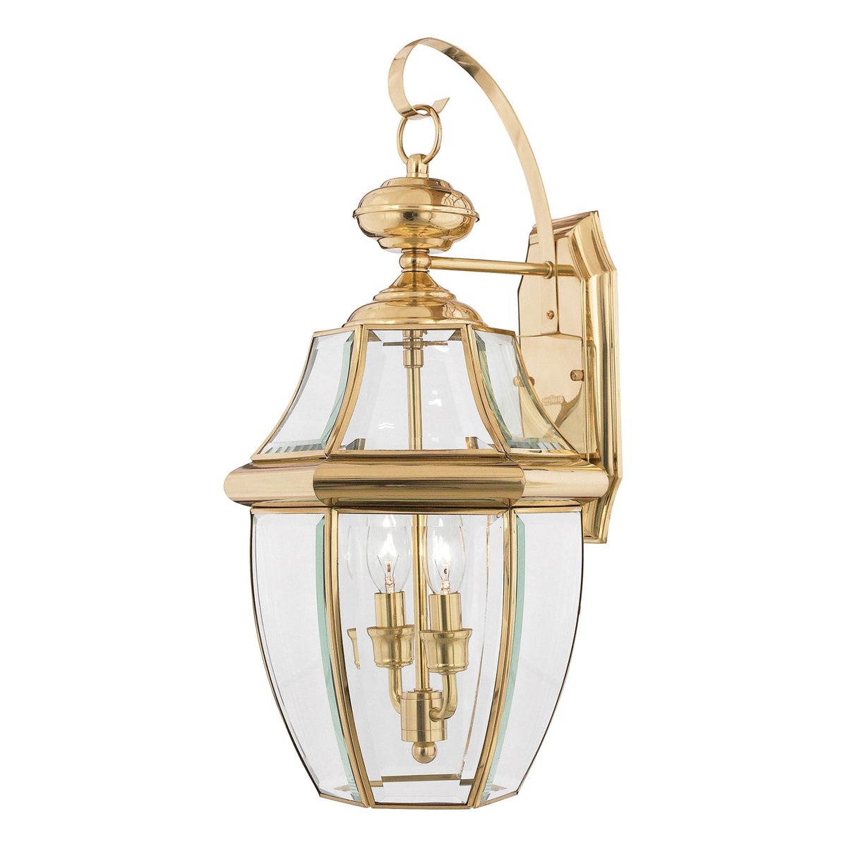 Newbury 2 Light Large Outdoor Wall Lantern in Polished Brass