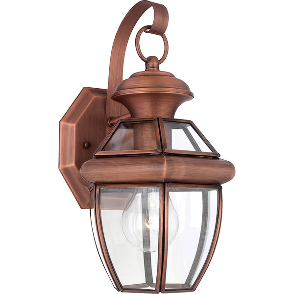 Newbury 1 Light Small Outdoor Wall Lantern in Aged Copper