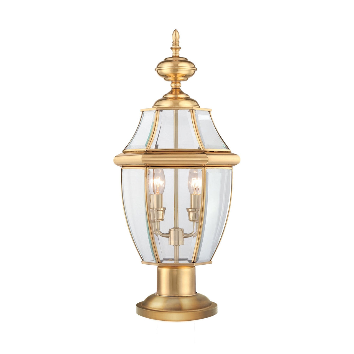 Newbury 2 Light Pedestal in Polished Brass