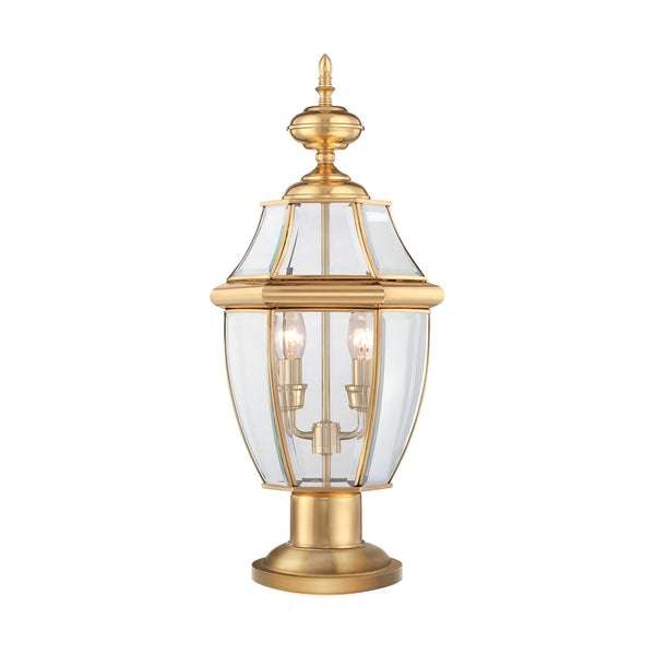 Newbury 2 Light Pedestal in Polished Brass