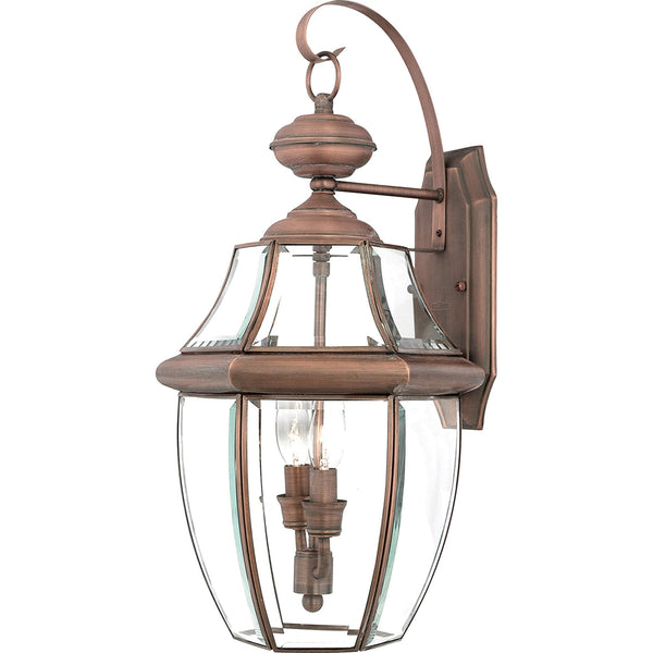 Newbury 2 Light Large Outdoor Wall Lantern in Aged Copper