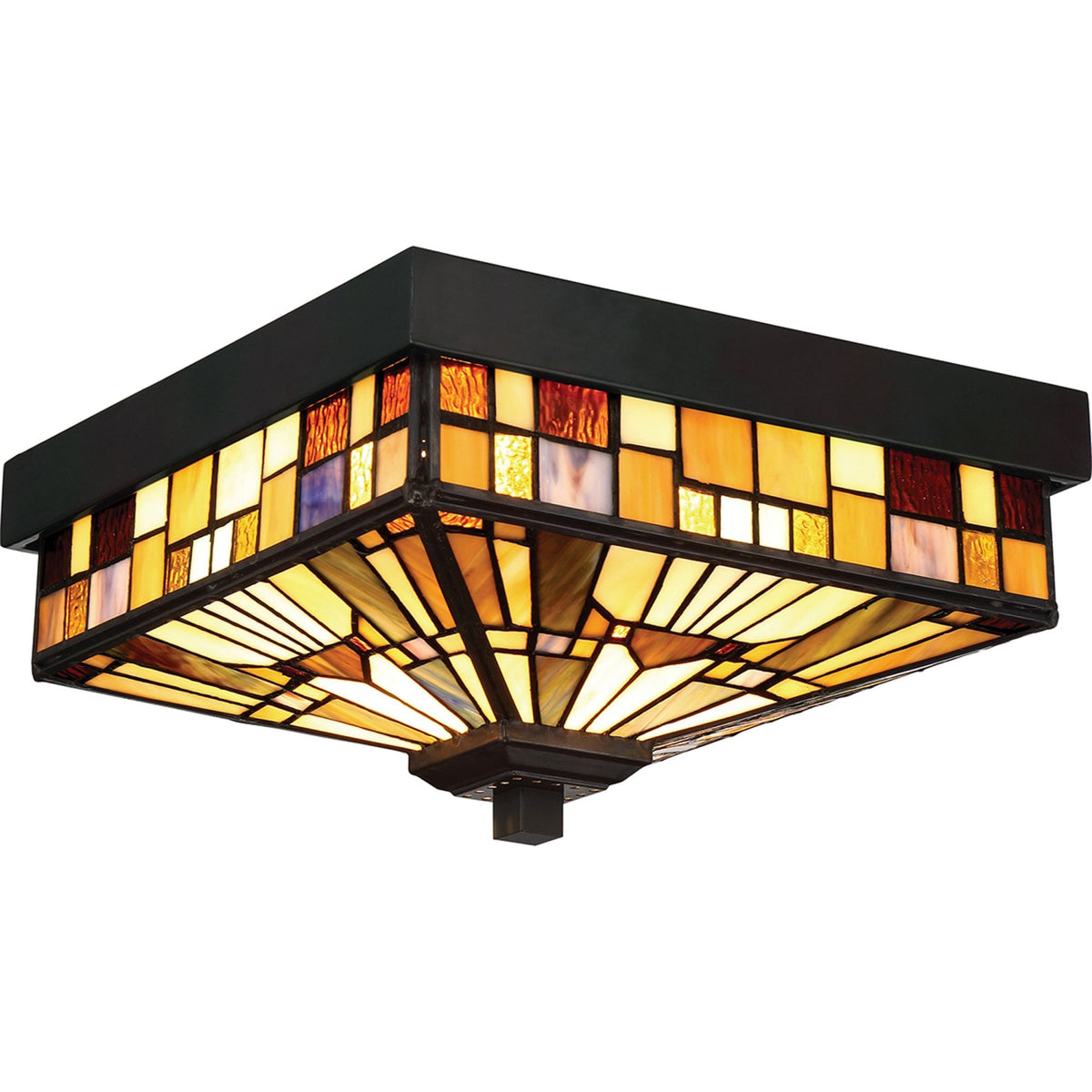 Inglenook 2 Light Outdoor Tiffany Style Flush Mount Light