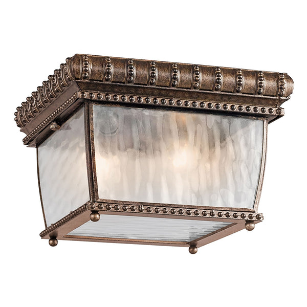 Venetian Rain 2 Light Flush Mount in Brushed Bronze
