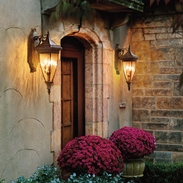 Venetian Rain 3 Light Large Wall Lantern in Brushed Bronze