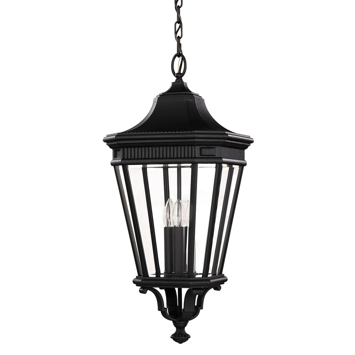 Cotswold Lane 3 Light Large Chain Lantern in Black