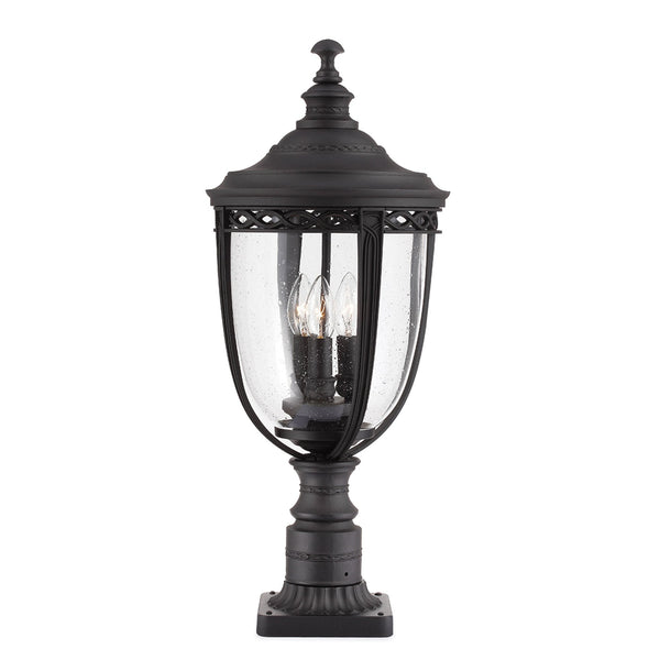 English Bridle 3 Light Large Pedestal in Black