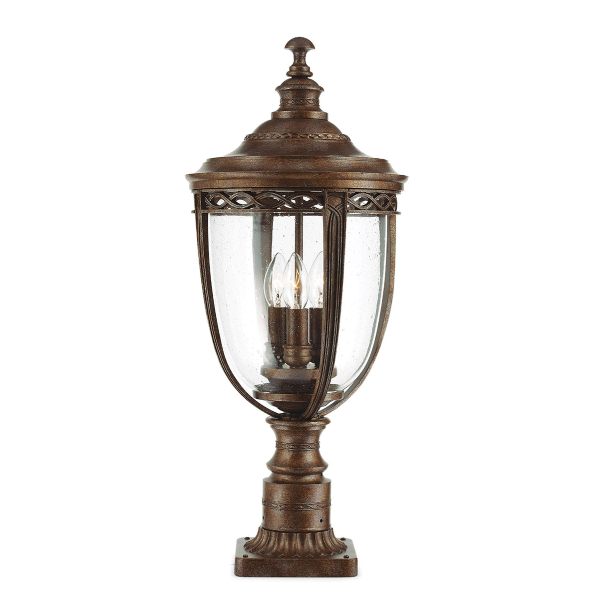 English Bridle 3 Light Large Pedestal in British Bronze