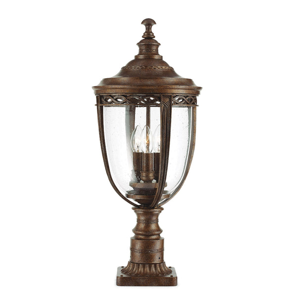 English Bridle 3 Light Large Pedestal in British Bronze
