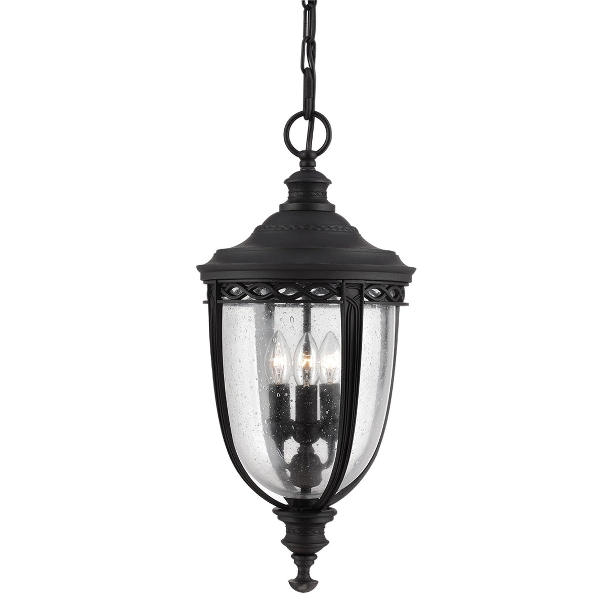 English Bridle 3 Light Large Chain Lantern in Black