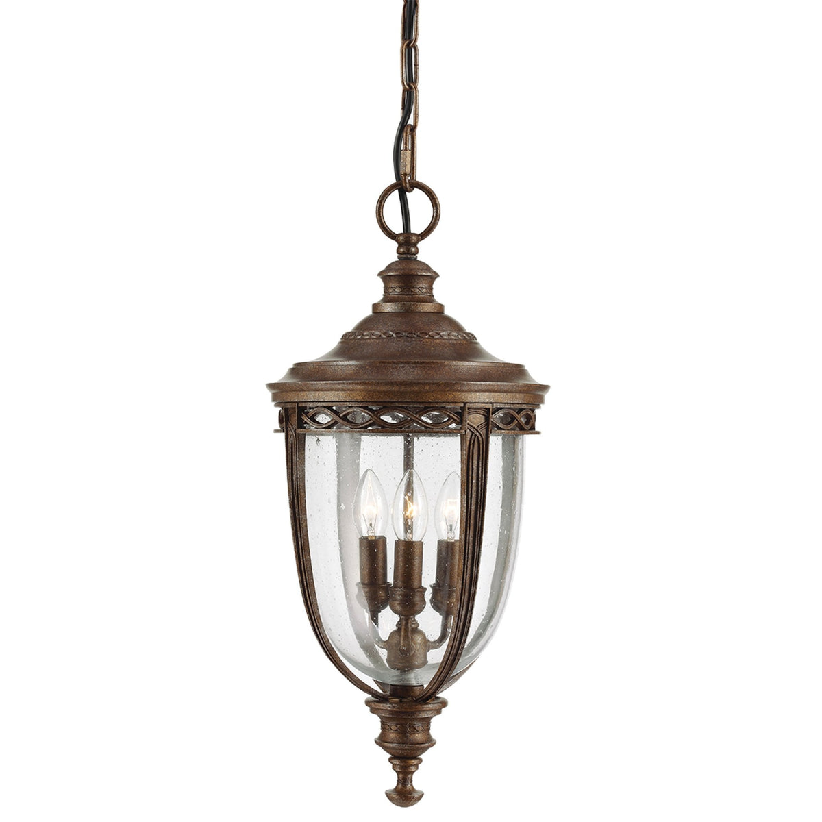 English Bridle 3 Light Large Chain Lantern in British Bronze