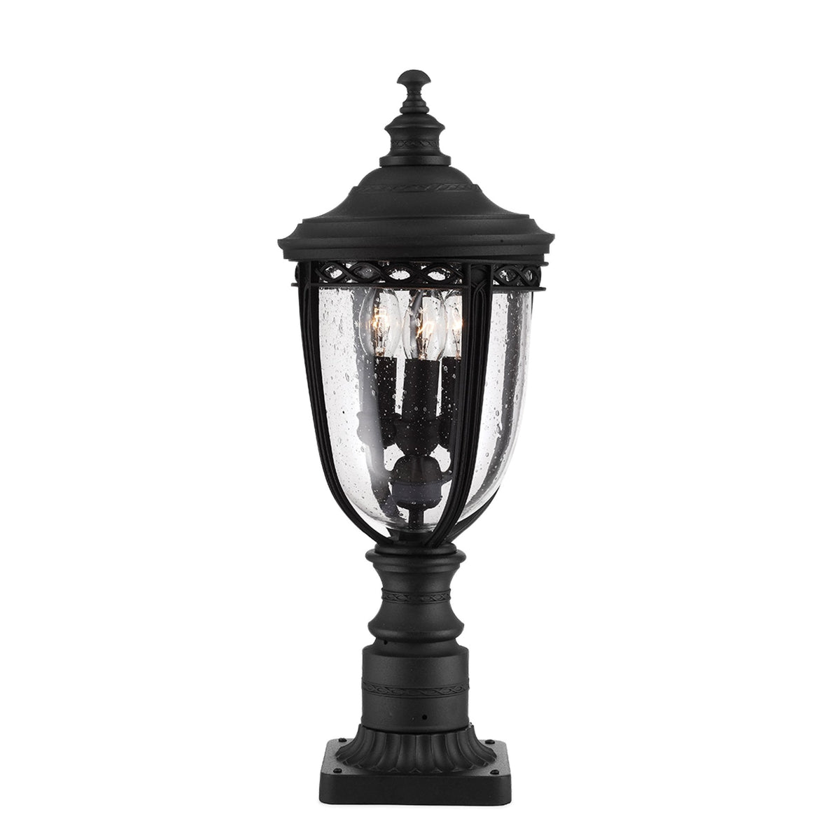 English Bridle 3 Light Medium Pedestal in Black