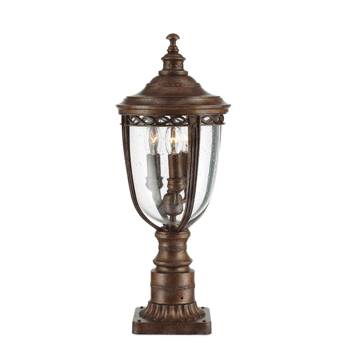 English Bridle 3 Light Medium Pedestal in British Bronze