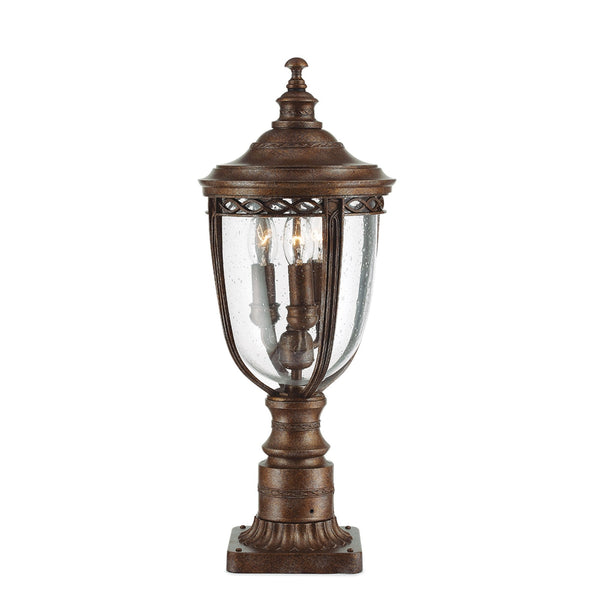 English Bridle 3 Light Medium Pedestal in British Bronze