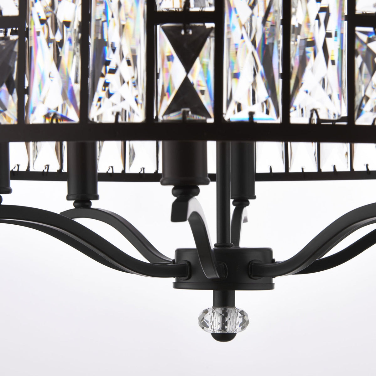 Belle Eight Light Pendant in Bronze with Clear Crystals