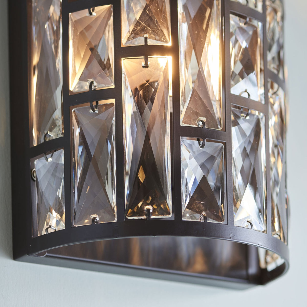 Belle Single Wall Light in Bronze with Clear Crystals