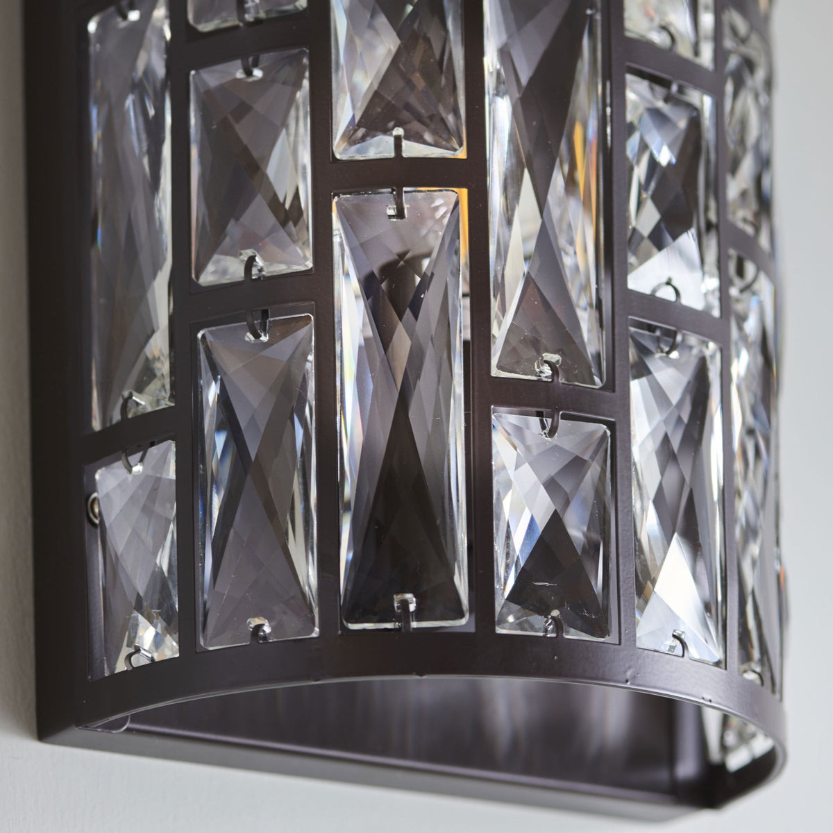 Belle Single Wall Light in Bronze with Clear Crystals