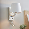 Harvey Wall & Reading Light in Bright Nickel with Faux Silk Shade