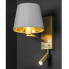 Harvey Wall & Reading Light in Brushed Satin Gold with Faux Silk Shade