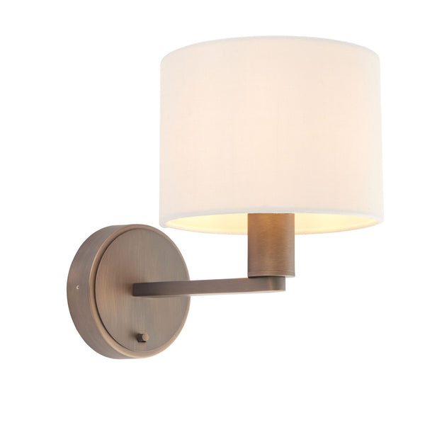 Daley Wall Light in Antique Bronze & Marble Faux Silk Shade