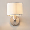 Daley Wall Light in Matt Nickle with Vintage Faux Silk Shade