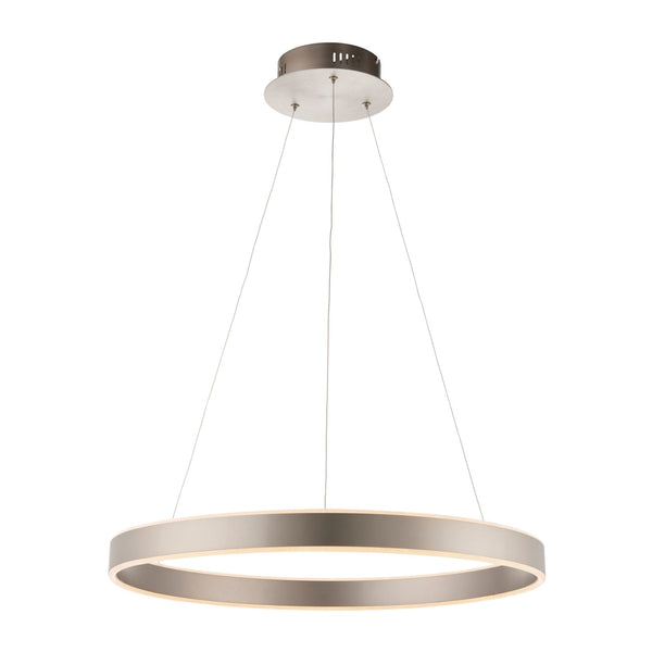 Gen LED Circular Pendant in a Matt Nickel Finish