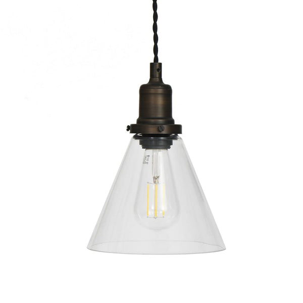 Hoxton Cone Glass & Antique Bronze Pendant Light
