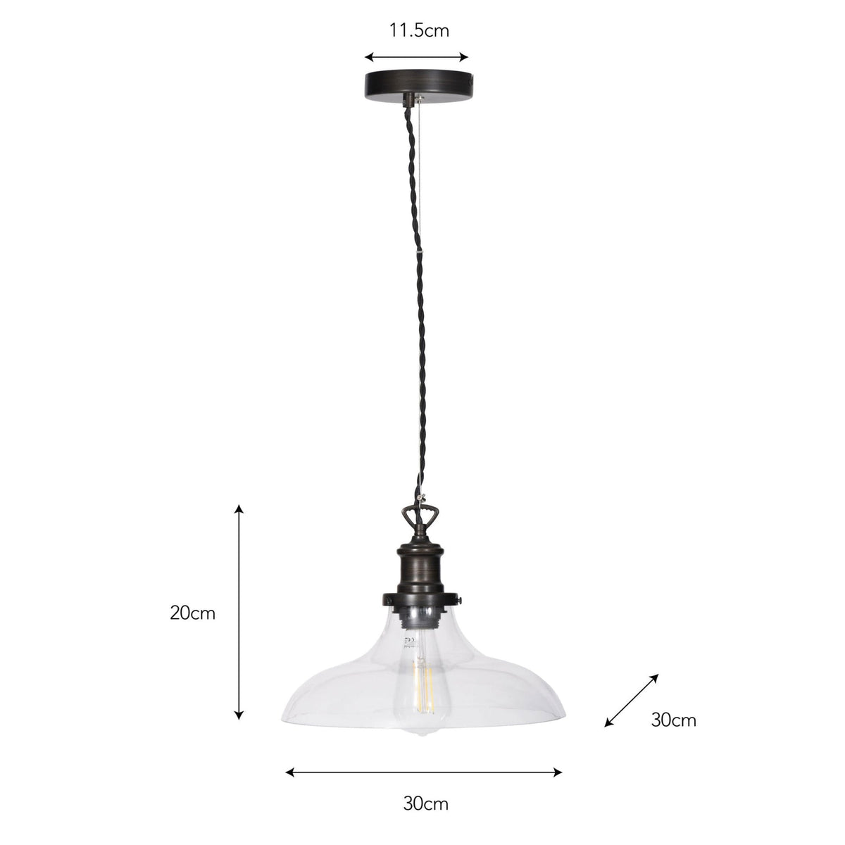 Hoxton Large Glass and Antiques Bronze Pendant Light