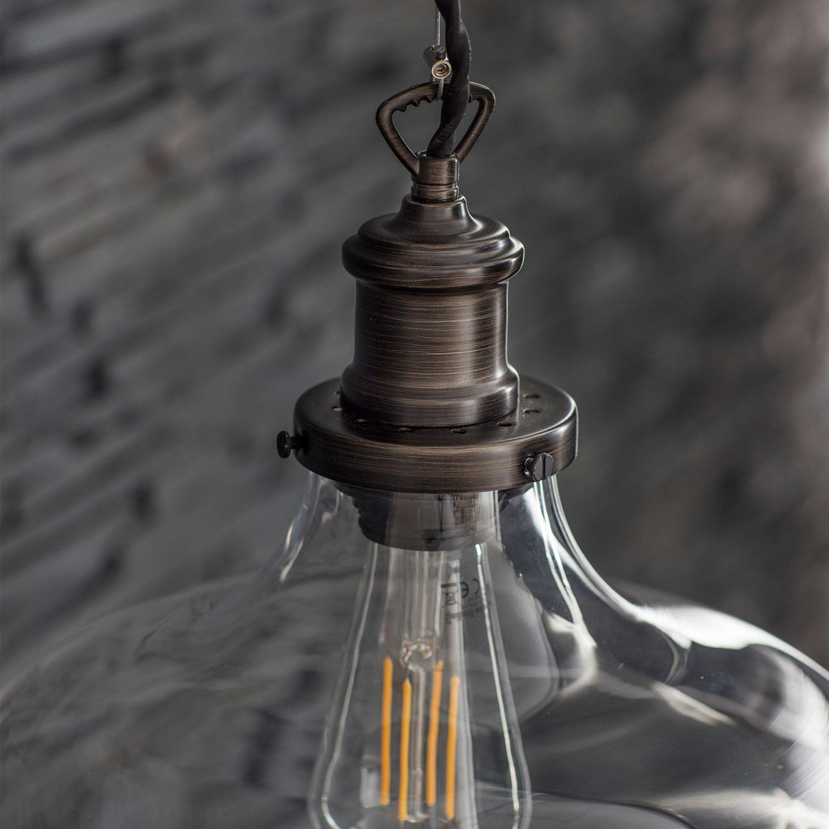 Hoxton Large Glass and Antiques Bronze Pendant Light