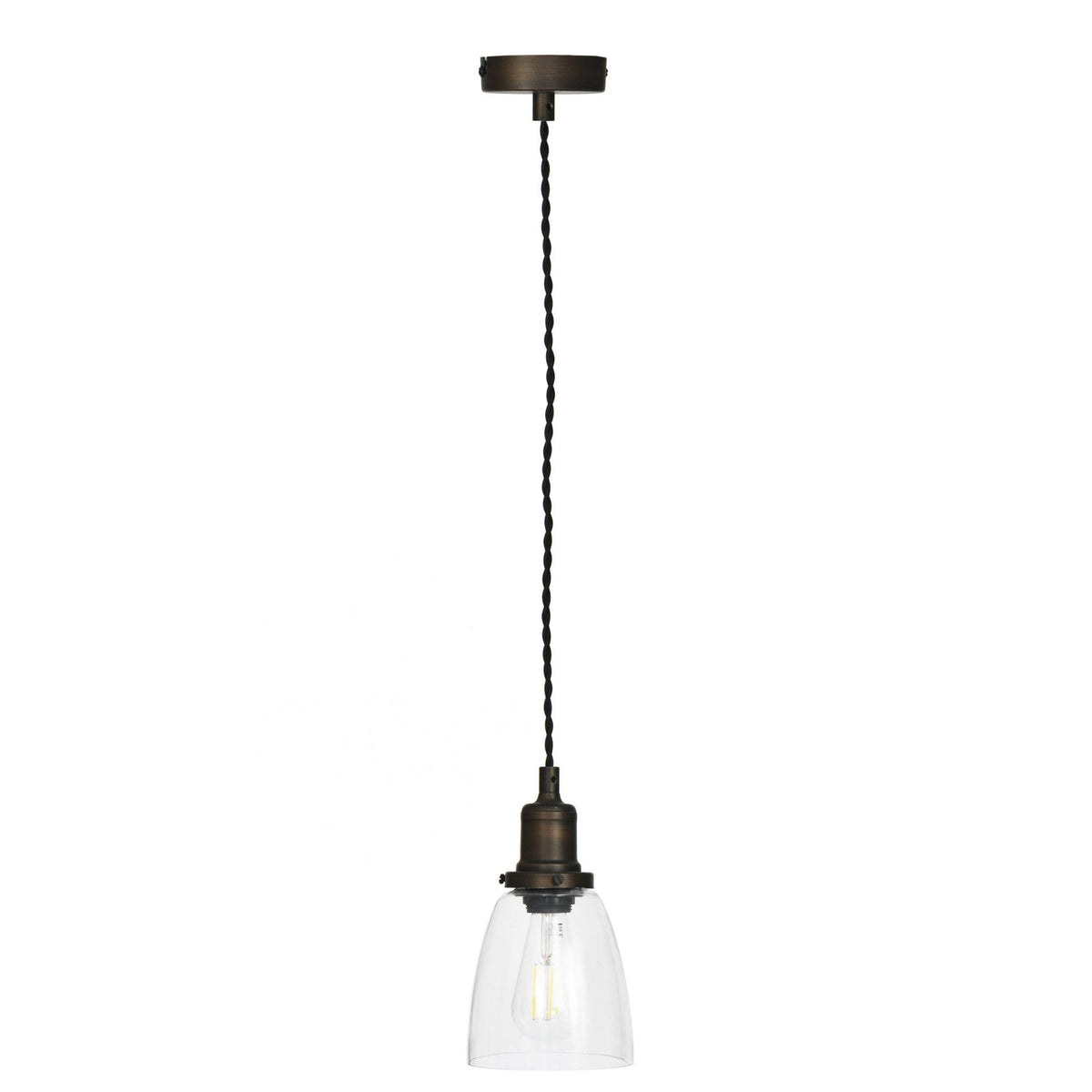 Hoxton Domed Glass & Antique Bronze Pendant Light