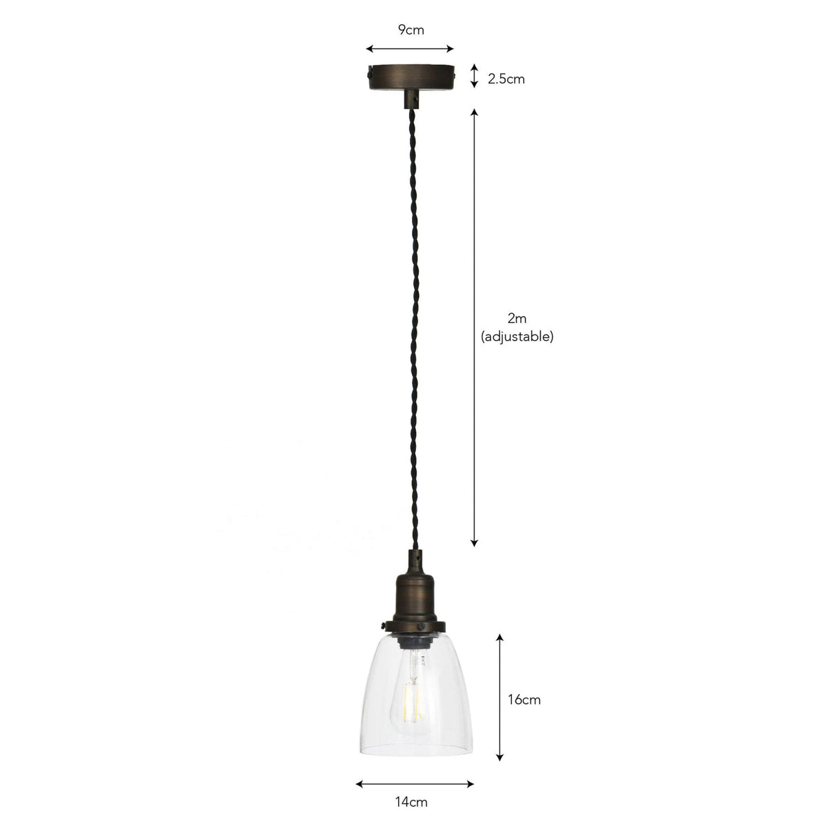 Hoxton Domed Glass & Antique Bronze Pendant Light