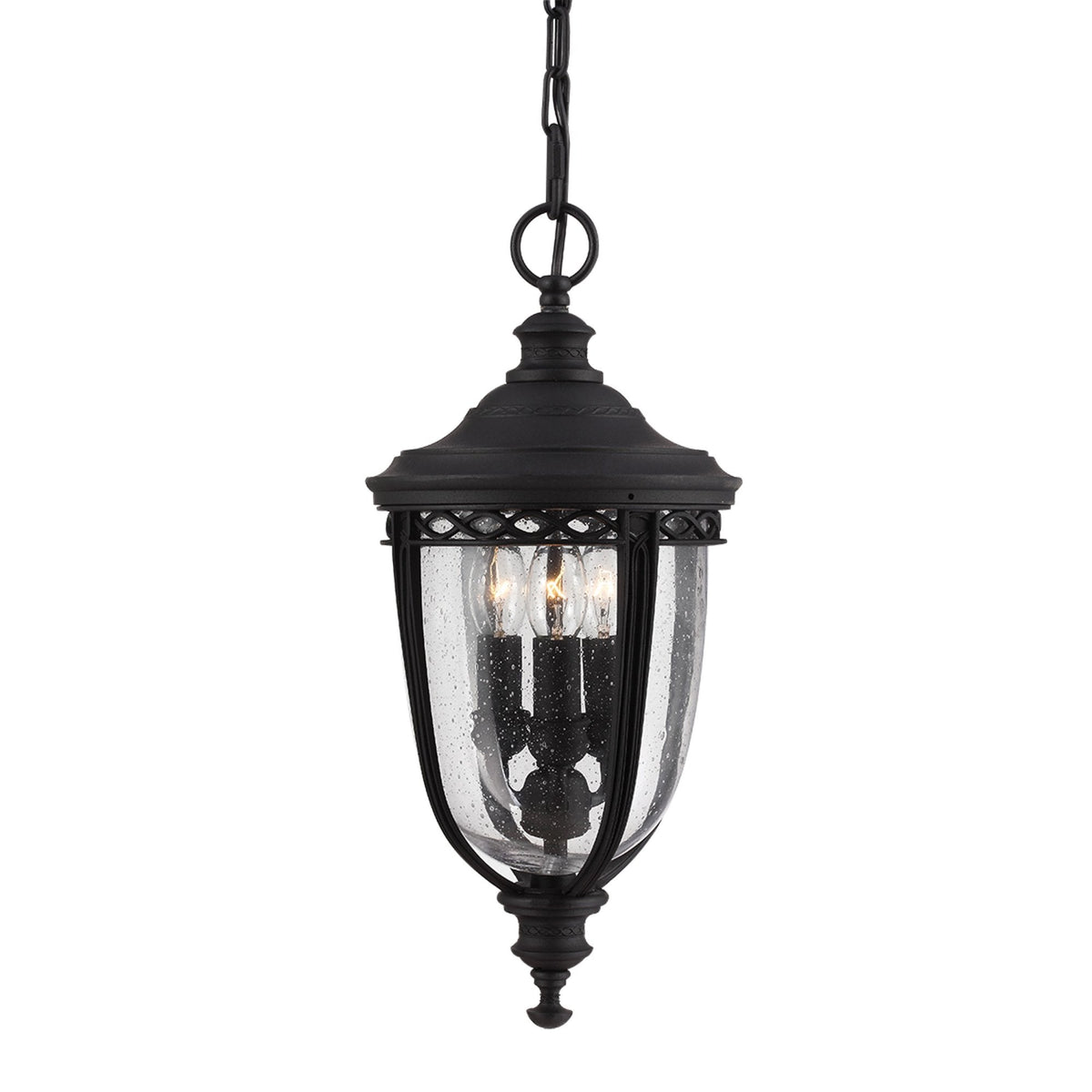 English Bridle 3 Light Medium Chain Lantern in Black