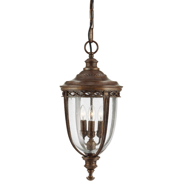 English Bridle 3 Light Medium Chain Lantern in British Bronze