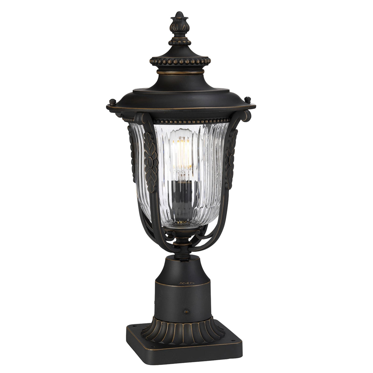 Luverne Pedestal Lantern in an Oil Rubbed Bronze Finish