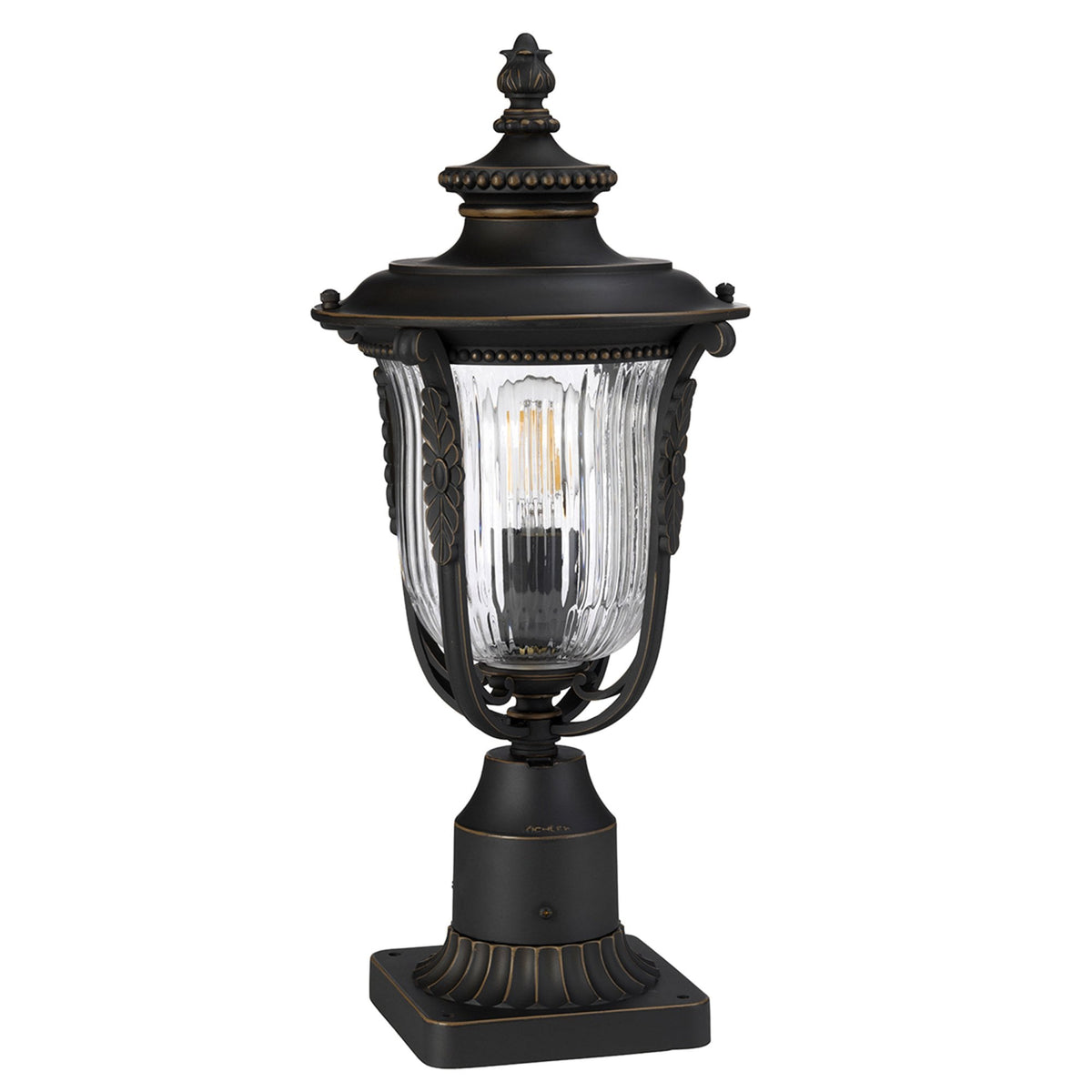 Luverne Pedestal Lantern in an Oil Rubbed Bronze Finish