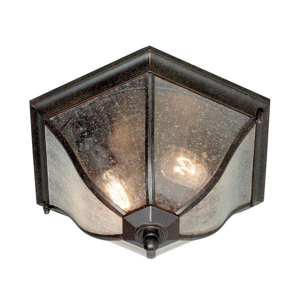 New England Medium Flush Lantern in Weathered Bronze Finish