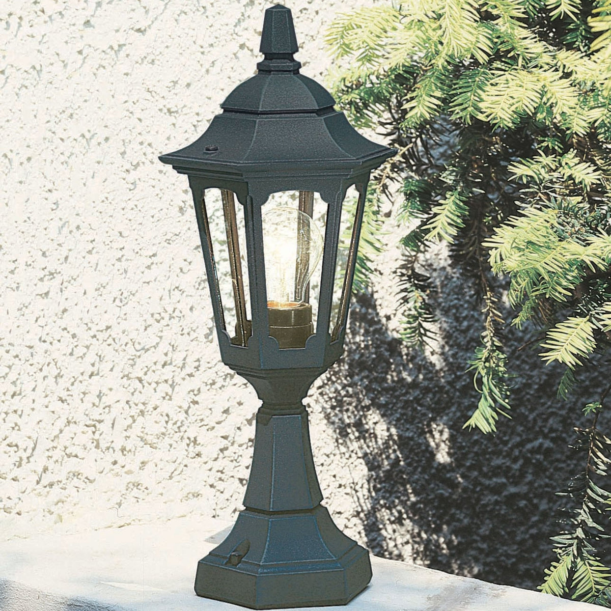 Parish Mini 1 Light Pedestal Lantern in Black