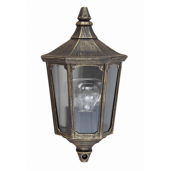 Cricklade 1 Light Half Lantern in Black and Gold