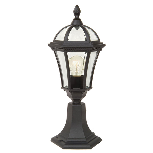 Ledbury 1 Light Pedestal Lantern in Black