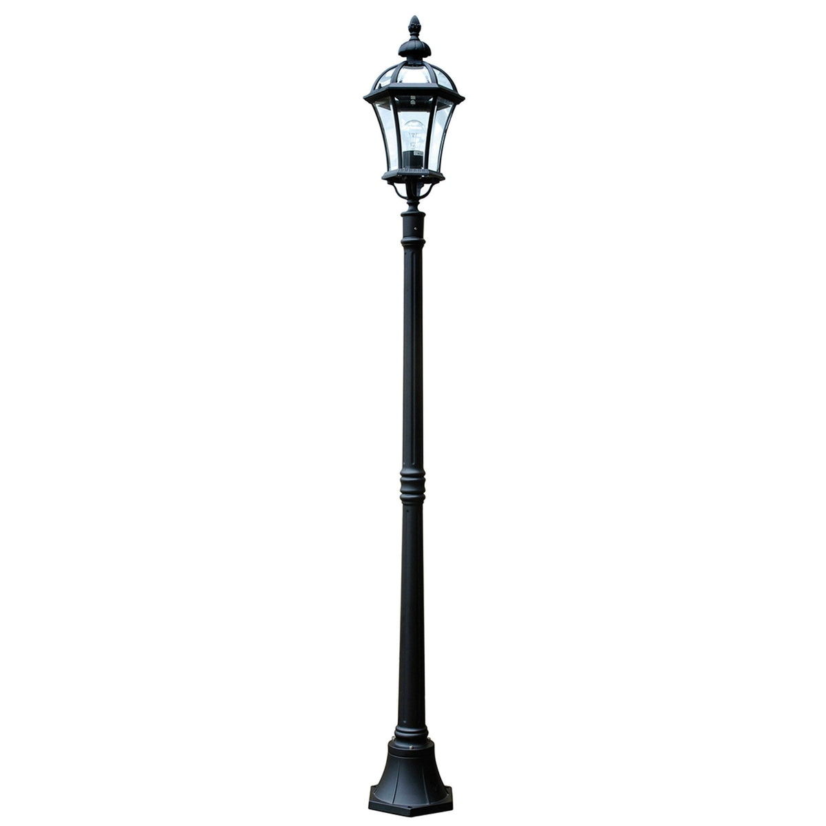 Full view of a traditional black street lamp, ideal for period outdoor lighting.